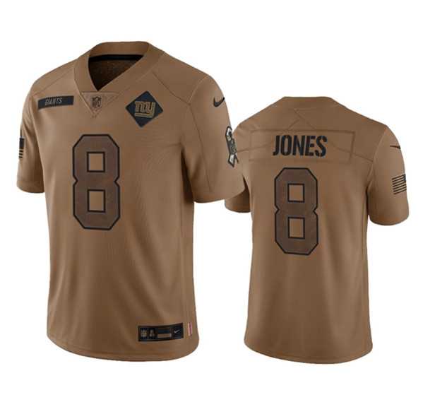 Men%27s New York Giants #8 Daniel Jones 2023 Brown Salute To Service Limited Football Stitched Jersey Dyin->new york giants->NFL Jersey